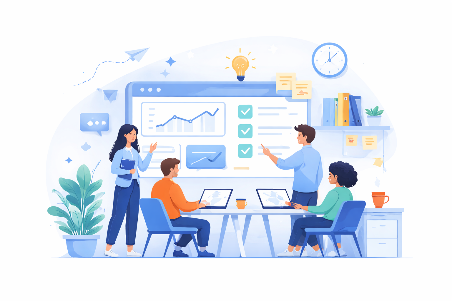 Team collaborating using AI tools